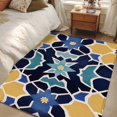 thumbnail image 5 of Morocco Floral Pattern Area&nbsp;Rug 4x6ft Vintage Tribal Ethnic Blue Yellow Green Flower Non-Slip&nbsp;Washable Square&nbsp;Rugs Soft Felt Indoor Floor Mat for Bedroom Kitchen Living Room Bathroom, 5 of 9