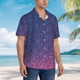 thumbnail image 3 of Susaid Violet Glitter Print Hawaiian Shirts for Men Women,Hawaiian Summer Short-Sleeve Casual Relaxed-Fit Button-Down,Medium, 3 of 7
