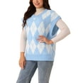 thumbnail image 4 of Chaleco de suéter sin mangas de color contrastante para mujer INSPIRE CHIC con cuello en V, 4 of 5