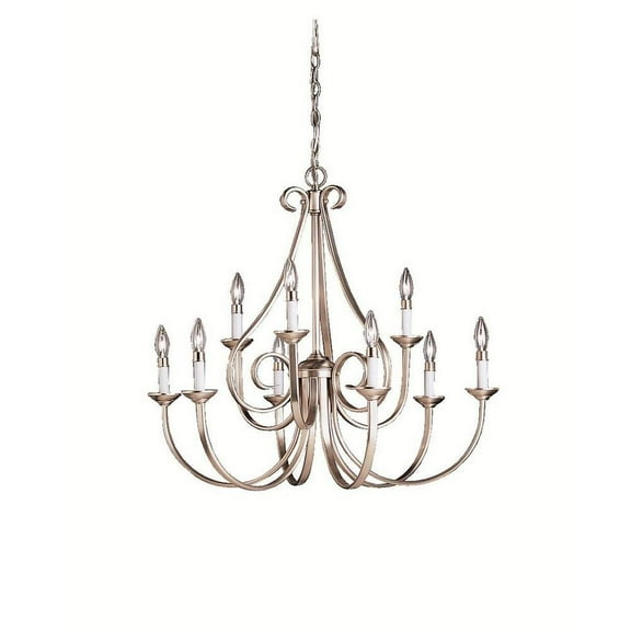 Traditional Nine Light Chandelier-Brushed Nickel Finish Bailey Street Home 147-Bel-551168