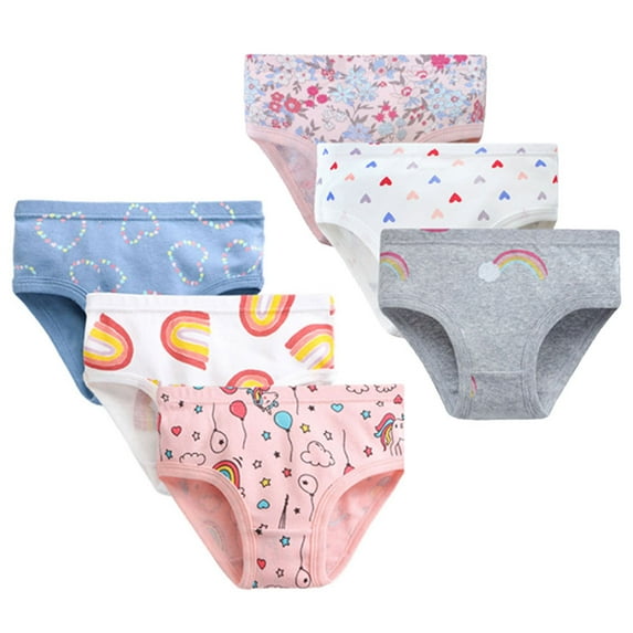 Aosijia 6pcs/lot Baby Kids Girl Panties Casual Simple Cartoon Printed Triangle Underwear Clothes