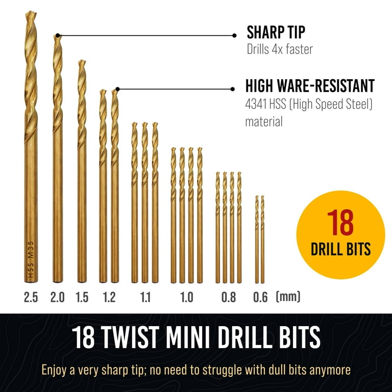 Craft911 Hand Drill Bits Set - Pin Vise Hand Drill Manual, Small Micro Drill Bit Set | Jewelry Drill Kit, PCB Mini Drill Bits for Resin Beads
