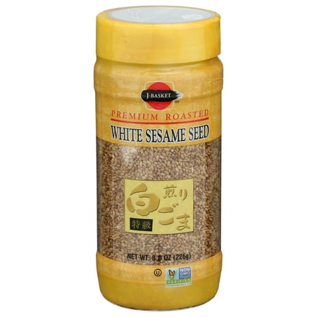 J-Basket Premium Non-GMO White Roasted Sesame Seeds, 8 oz