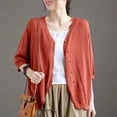 thumbnail image 4 of Karymi Summer Tops for Women 2026 V Neck Lightweight Knit Cardigan, 3/4 Sleeve Open Front Button Down Loose Layering Sweater Top Blouses for Women, 4 of 5