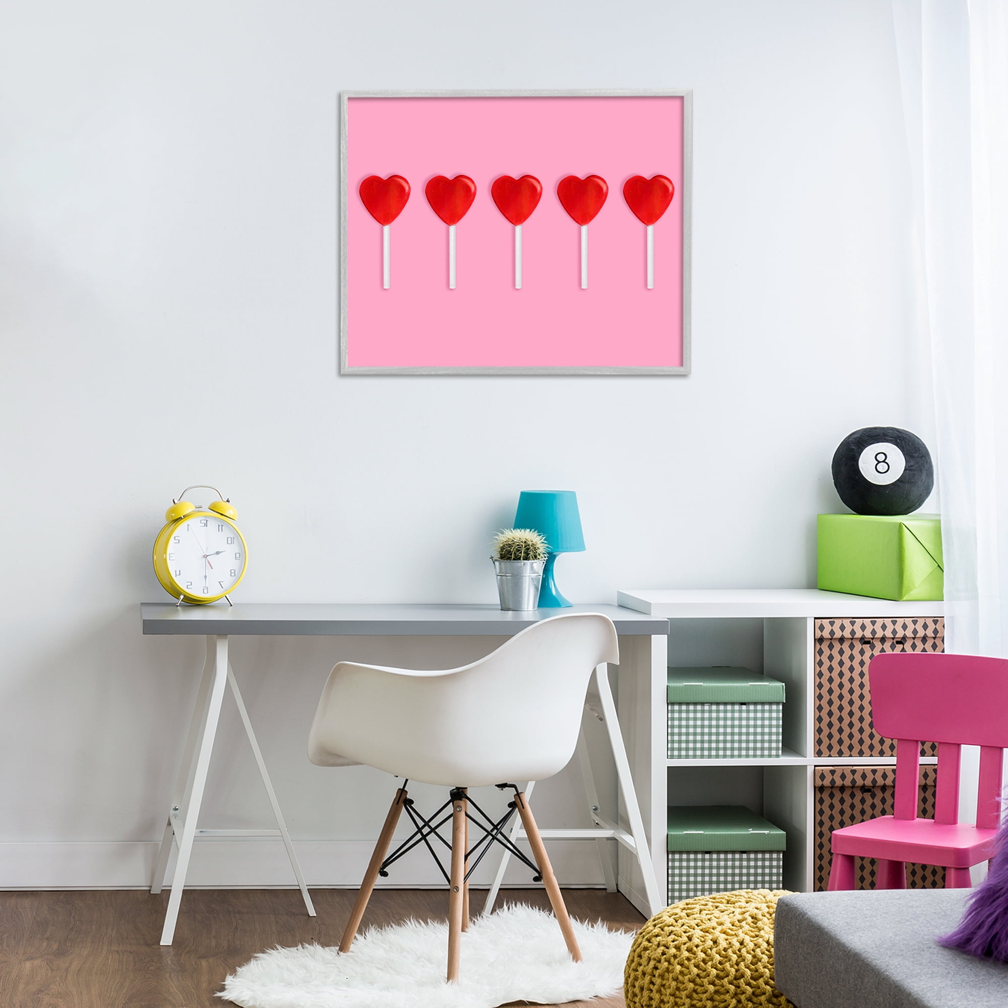 Stupell Industries Valentine's Heart Pops Gray Framed Giclee Art, design by LISH Creative