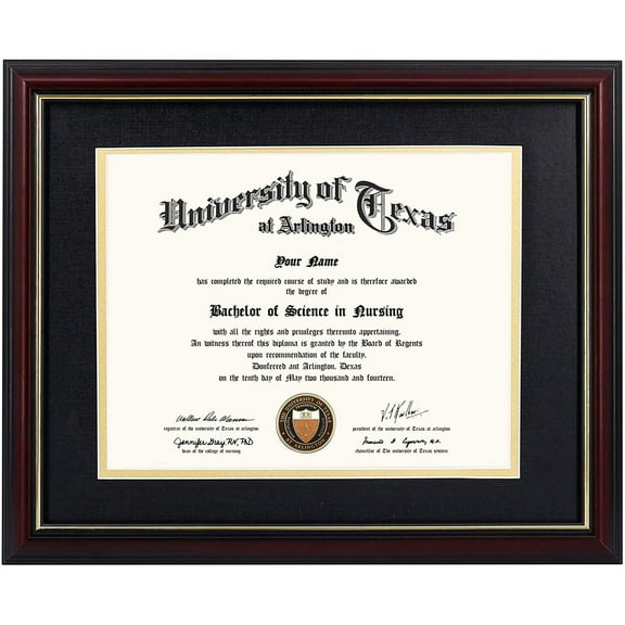 GraduationMall Certificate Documents Diploma Frame Cherry Real Wood with Gold Trim 8.5 x 11 /11 x 14
