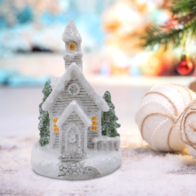 Casa que intensamente de Navidad, ilumina los edificios de la colección de casas de pueblo de Navidad para la decoración navideña de escritorio Estilo B Macarena Estatuilla en miniatura