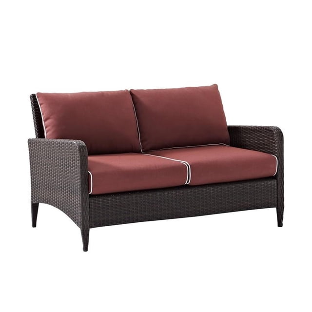 Afuera Living Transitional Outdoor Wicker Loveseat in Sangria