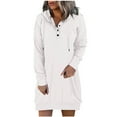 thumbnail image 3 of JURANMO Casual Sweatshirt Mini Dress for Women Button Hooded Long Sleeve Pullover Sweatshirts Drawstring Fashion Street Hoodie Dresses ZB-White L, 3 of 6