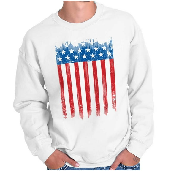 USA Vertical Distressed American Flag Unisex Plus Fleece Graphic Sweatshirt Brisco Brands 2X