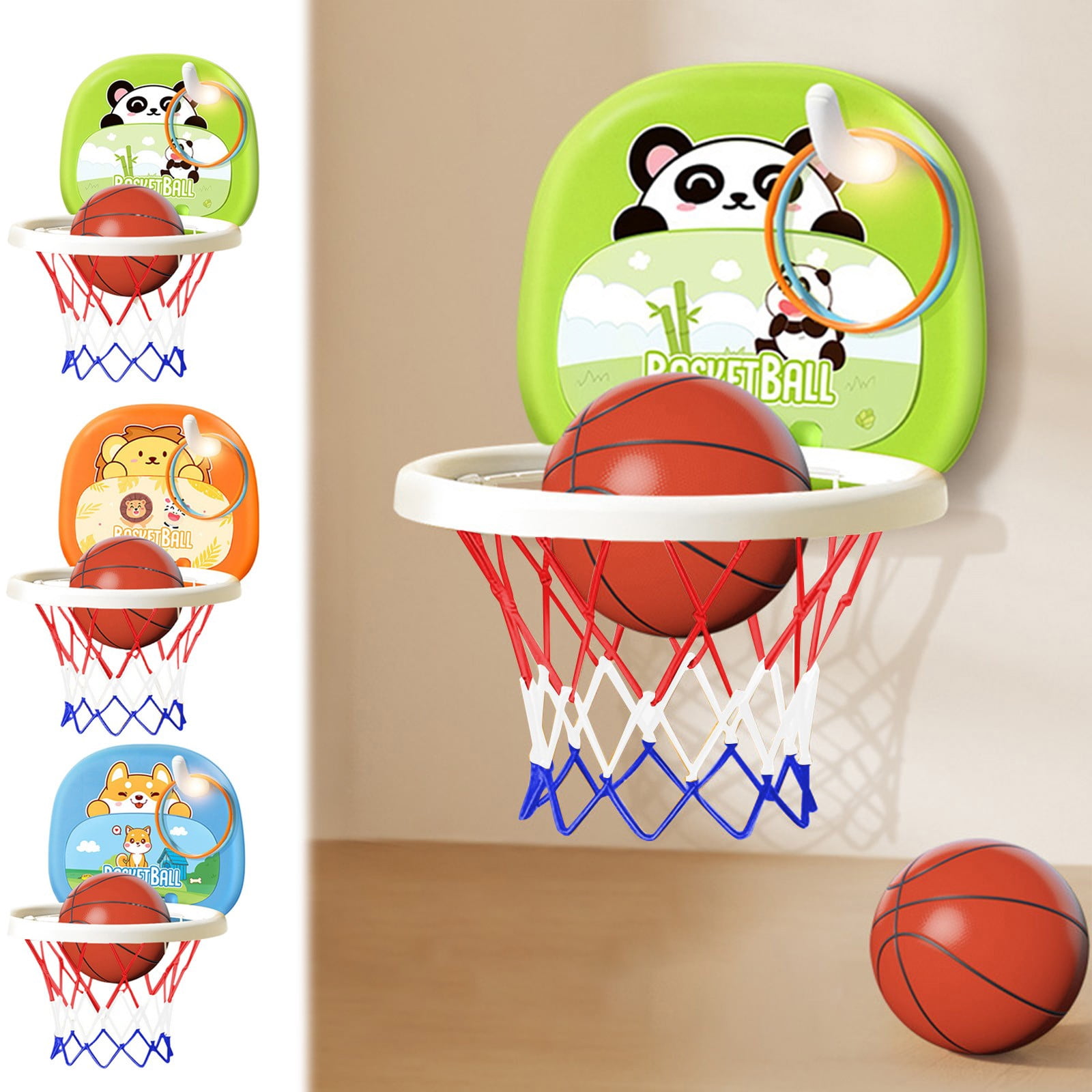 Panier De Basket Intérieur 26" – Avec 2 Ballons, Pompe, Fixation Murale, Rose
