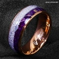 thumbnail image 5 of Tungsten Rings for Men Wedding Bands for Him Womens Wedding Bands for Her 6mm Rose Gold Purple Agate Meteorite Arrow, 5 of 9