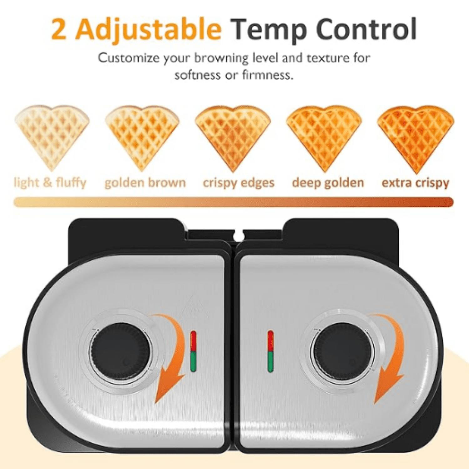 Dual Waffle Maker: Heart Waffle & Classic Waffle Iron with 2 Adjustable Temp Knobs, Nonstick Waffle Machine with Indicator Light, Easy to Clean, The best gifts for Her, Kids and Families