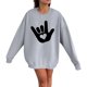 thumbnail image 2 of Gibobby Sudadera Mujer Moda Sudadera sin capucha de manga larga con cuello redondo y estampado de gesto I Love You Simple y a la moda para el Día de San Valentín para mujer (Gris, S), 2 of 4
