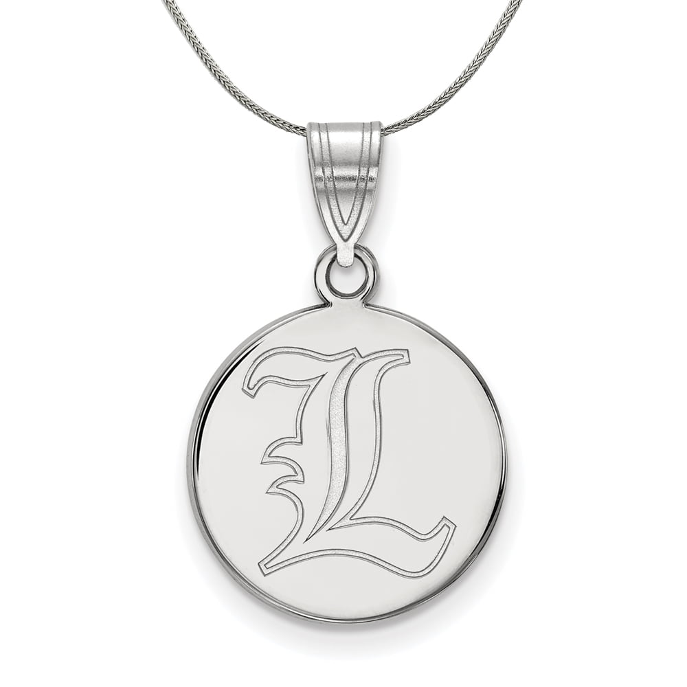Sterling Silver U. of Louisville Medium Disc Necklace - 18 Inch