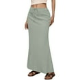 thumbnail image 1 of UANWENN Women's Casual High Waist Drawstring Elastic Waist Midi Skirt with Back Slit for Daily Spring Summer Basic Solid Skirt Light Skirt for Women Hot Tennis Skirt Mini Denim Skirt Denim Ruffle, 1 of 5