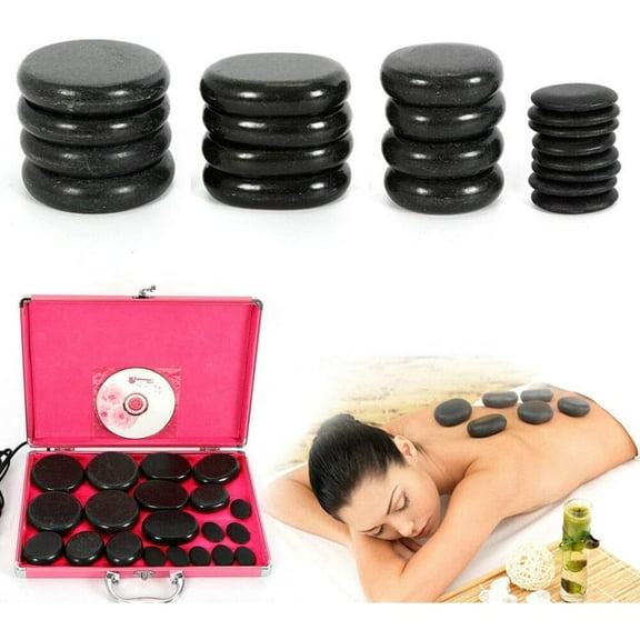 Bilot 20PCS Portable Massage Stones, Basalt Hot Stones Heater Kit Body Heat Rocks Stone Massage Therapy with Heater Box for Body Massage