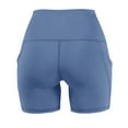 thumbnail image 5 of QLEICOM Womens Athletic Shorts, Plus Size Shorts, Solid Pocket High-waist Hip Stretch Pants Running Fitness Yoga Shorts, Running Shorts, Comfy Beach Shorts, Cycling Shorts Light blue L, 5 of 7