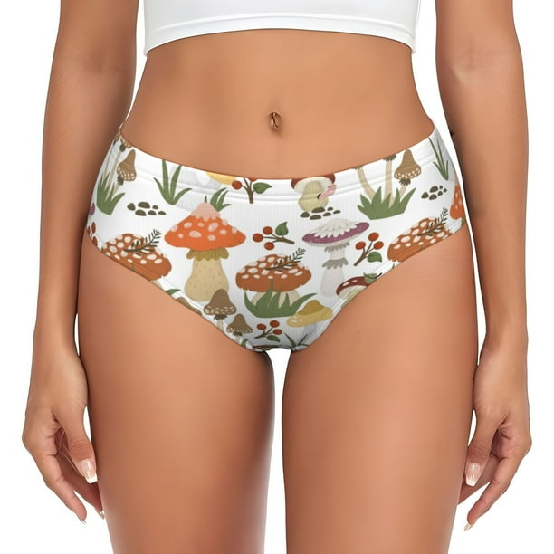 Fotbe Mushrooms Calzones Estampados para Mujer – Ropa Interior de Algodón, Cómoda, Suave y Elástica-Medium