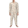 thumbnail image 3 of Honeii Milk Tea Pattern Mens Pajamas Set,2pcs Men's Lounge Long Sleeve Sleep Shirt and Pajama Bottoms Sleepwear Set,Mens Pjs Sets-Large, 3 of 7