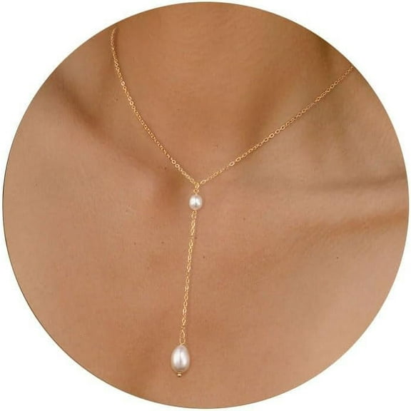 Dainty Pearl Pendant Necklaces For Women 14K Gold/Silver Plated Layered Pearl Chain Necklace Trendy Simple Box Paperclip Chain Pearl Necklace Gold Pearl Necklace Wedding Beach Gold Jewelry G[o7271]
