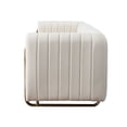 thumbnail image 5 of Velvet Sofa Couch, 3-Seat Tufted Sofa Upholstered Loveseat Sofa Couch with Metal Legs & Round Arm, Modern Sofa Bed for Small Living Room Lounge Apartment Office, 84.25”Lx29.53”Wx27.56”H, White, 5 of 7