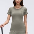 thumbnail image 5 of Uootdi Womens Tops Short Sleeve Crewneck Seamless Knit Slim Fit Stretchy Athletic Workout Gym Activewear Tees Gift, 5 of 9