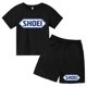 thumbnail image 3 of Conjunto de 2 piezas de camiseta y pantalones cortos con estampado de letras para niños y adolescentes de verano de 4 a 14 años, ropa informal de manga corta para niños y niñas, 3 of 5