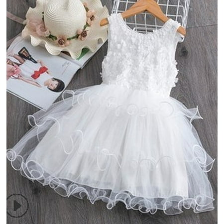 Kids Girls Dress Fashionable Round Neck Sleeveless Lace Dress One Piece For Toddler Girls Blue Pink White Walmart Canada