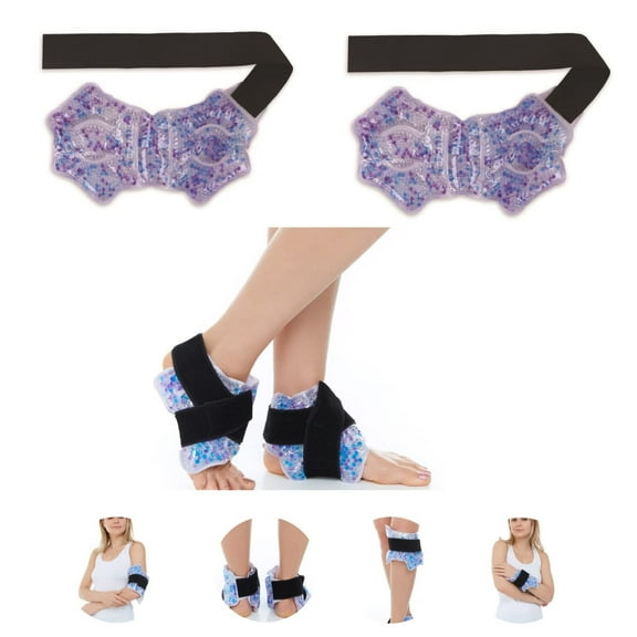 FOMI Ankle Hot Cold Gel Bead Ice Packs 2 pack Cool Compress for Foot, Knee, Elbow, Wrist, Calf, Shin Swelling, Plantar Fasciitis, Ankle Surgery, Achilles Tendonitis, Sprained Ankle Pain Relief