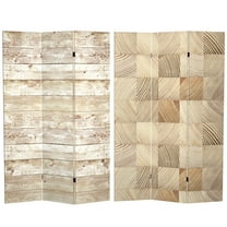 Oriental Furniture 6 ft. Tall Pale Wood Pattern Canvas Room Divider - 3 Panel
