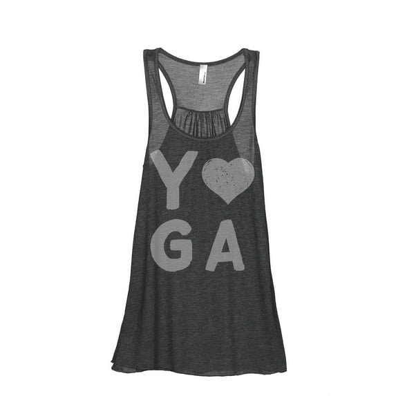 Yoga Heart Women's Fashion Sleeveless Flowy Racerback Workout Yoga Tank Top Charcoal Grey Small