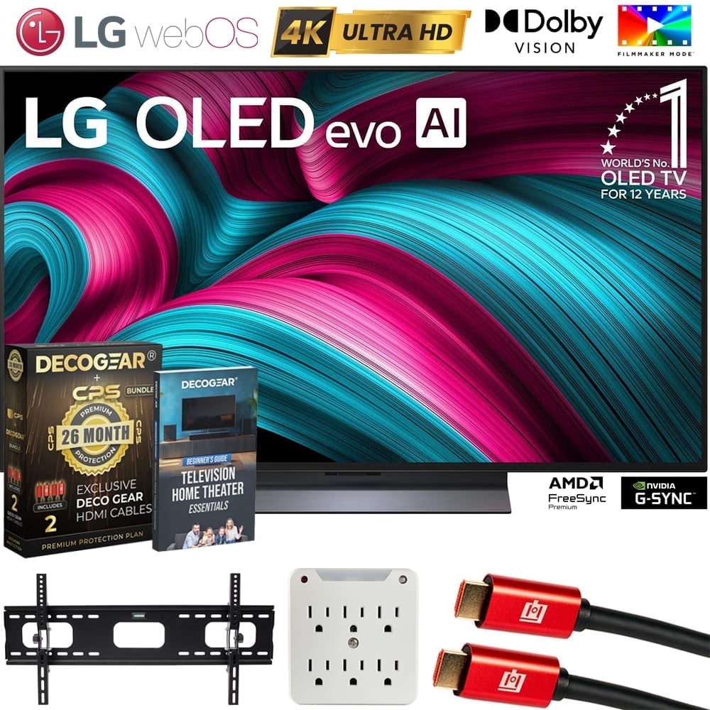 LG OLED48C5PUA 48" C5 OLED evo 4K UHD webOS TV 2025 Bundle with CPS Exclusive 26 Month Protection, 2x HDMI Cable, Wall Mount, Surge Adapter & Deco Gear Complete Home Theater Beginner's Guidebook