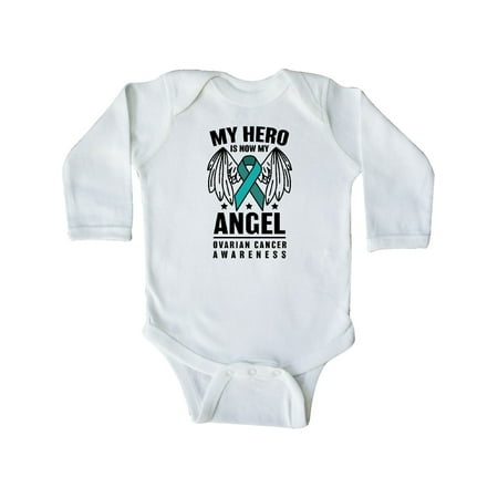 

Inktastic My Hero is my Angel Ovarian Cancer Awareness Gift Baby Boy or Baby Girl Long Sleeve Bodysuit