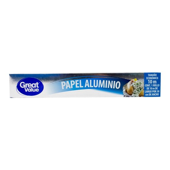 Papel aluminio Great Value 1 rollo con 10 metros