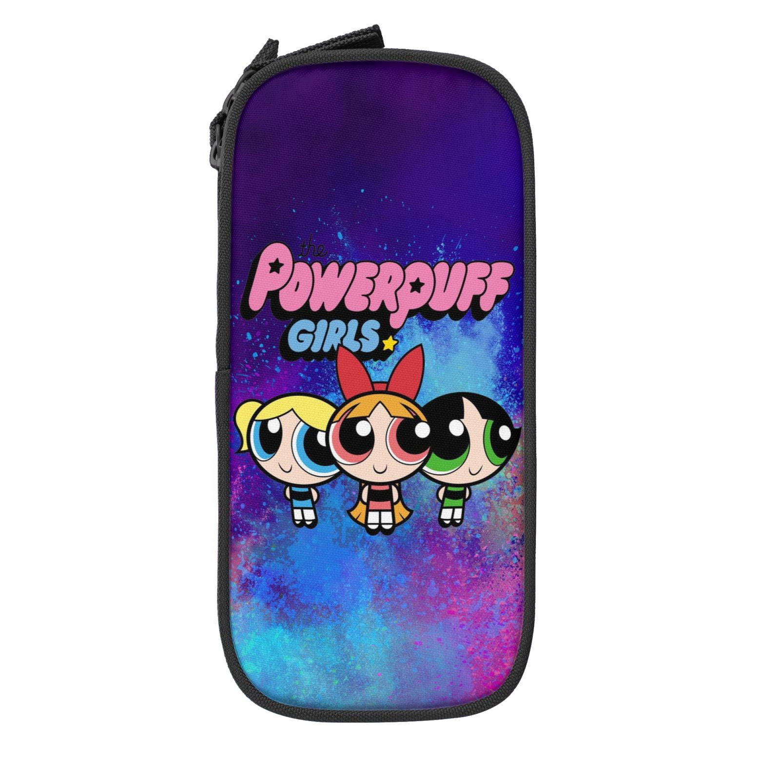The Powerpuff Gi-rls Pencil Case Large Capacity Pencil Pouch Penbag Office Stationery Organizer Travel Makeup Bag Black