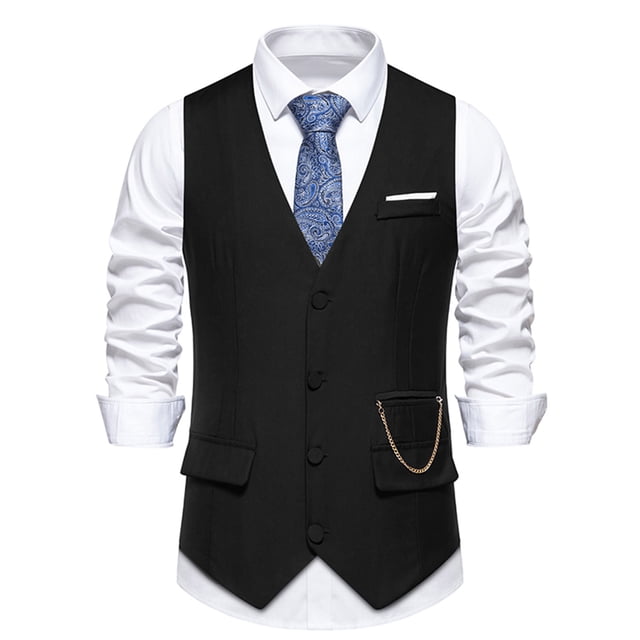 pstuiky Camisetas sin mangas para hombre, Blusa sin mangas con cuello cruzado y bolsillos estilo retro de moda para hombre Chaleco para hombre s