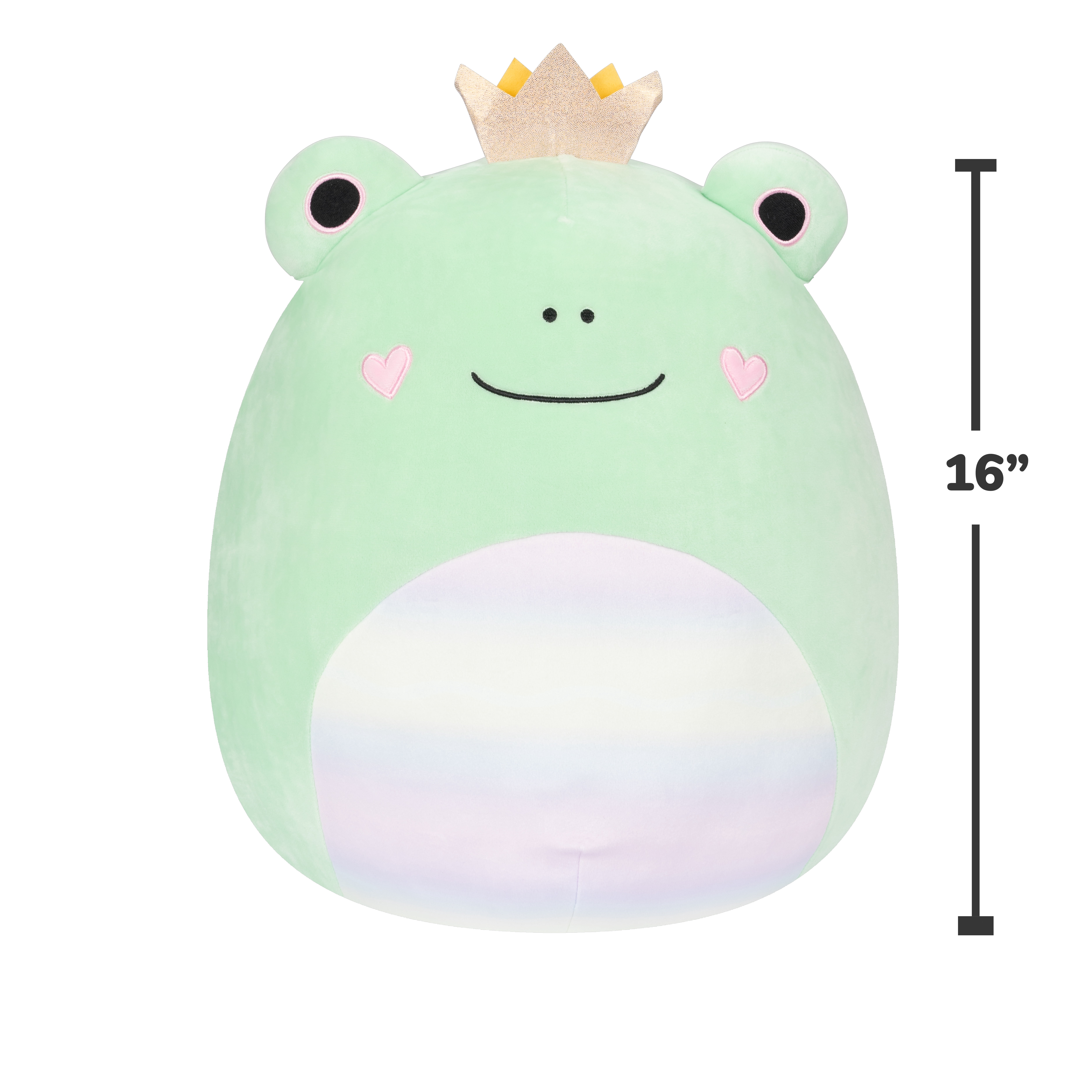 Squishmallows 16 inch Fenra the Green Gradient Frog with Heart Cheeks and Crown - Child's Ultra Soft Plush Toy