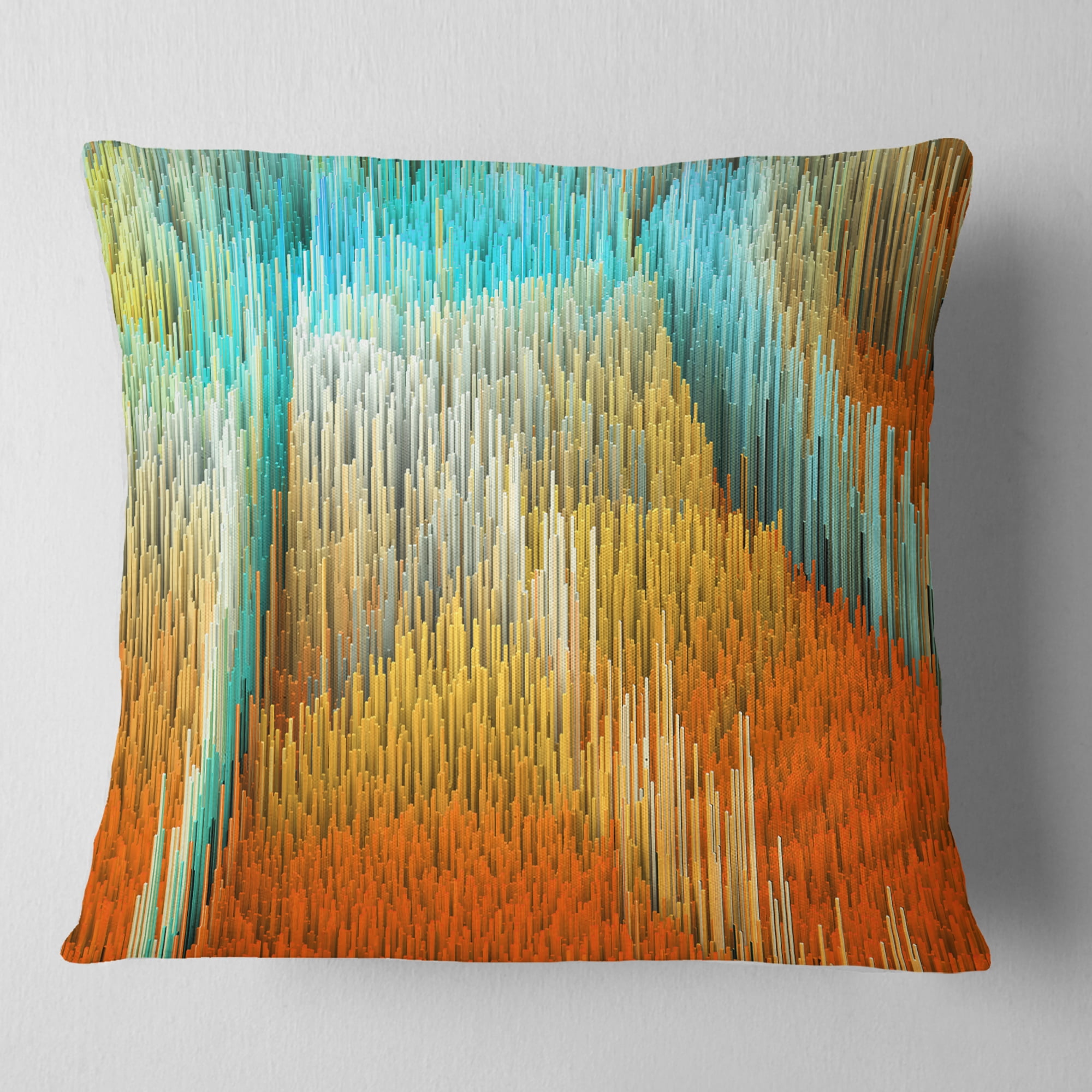 Designart Macro Render Structure Yellow Orange - Contemporary Throw Pillow - 16x16