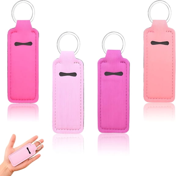 DESIGNICE 4 Pcs Lip Balm Holder Keychain, Elastic Neoprene