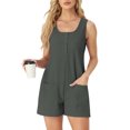 thumbnail image 2 of MINTREUS Summer Knit Jumpsuits for Women Sleeveless Pullover Button-down Top Shorts with Pockets Casual Jumpers, 2 of 7