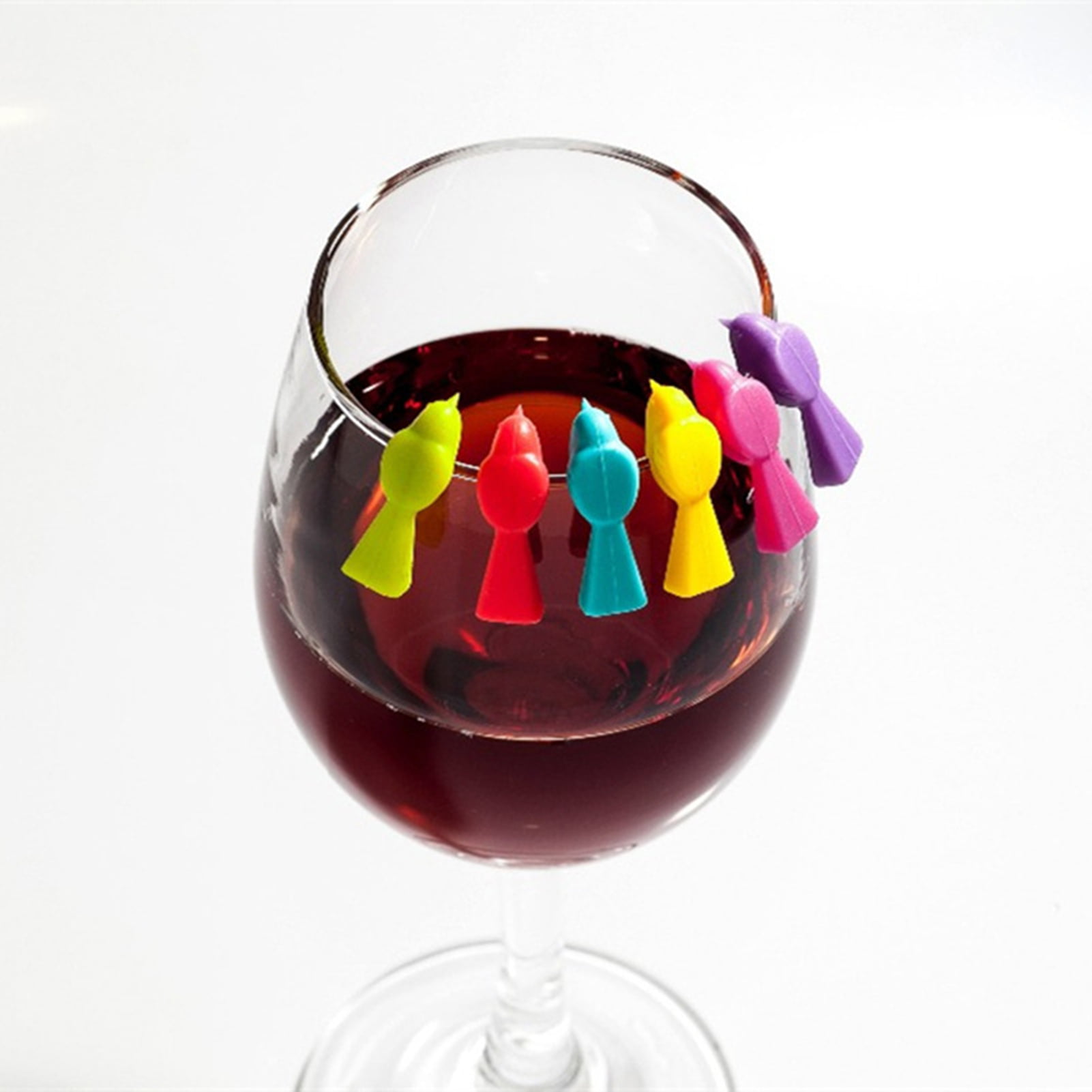 Umbra Perch 6 Bird Rubber Wine Glass Charms 