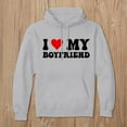 thumbnail image 2 of Tiweut Women Hoodies I Love My Boyfriend Funny I Heart Love Hot My BF Custom Pullover Hoodie,Light Gray,M, 2 of 3