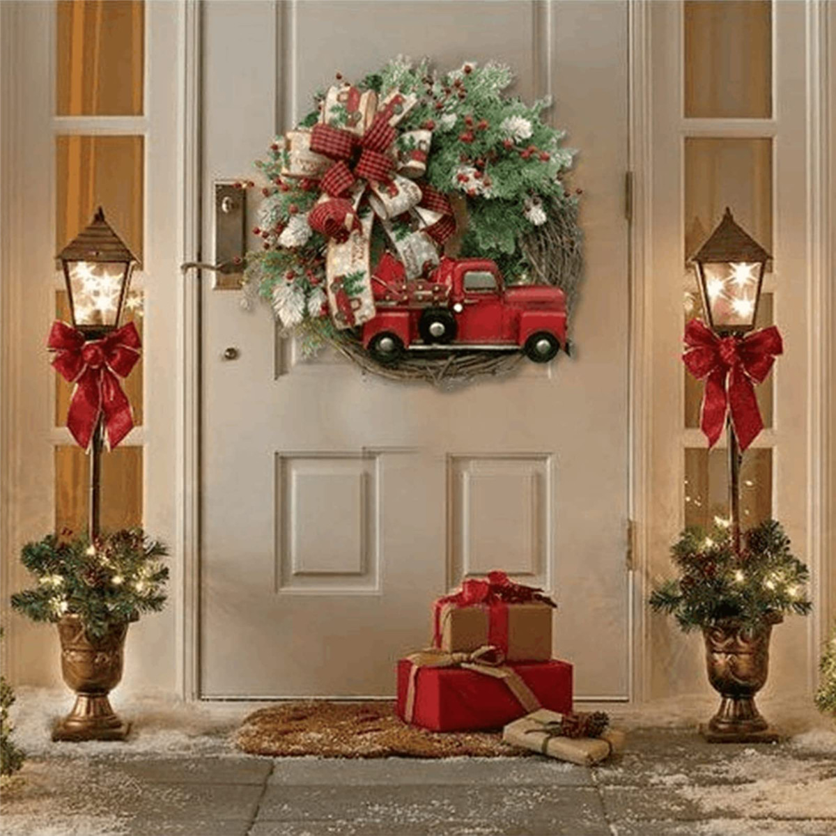 14" Red Truck Christmas Wreath-Vintage Truck Berry Autumn Wreath at The Front Door-Wooden Hanging Wreath for Indoor and Outdoor Decoration - image 5 of 7