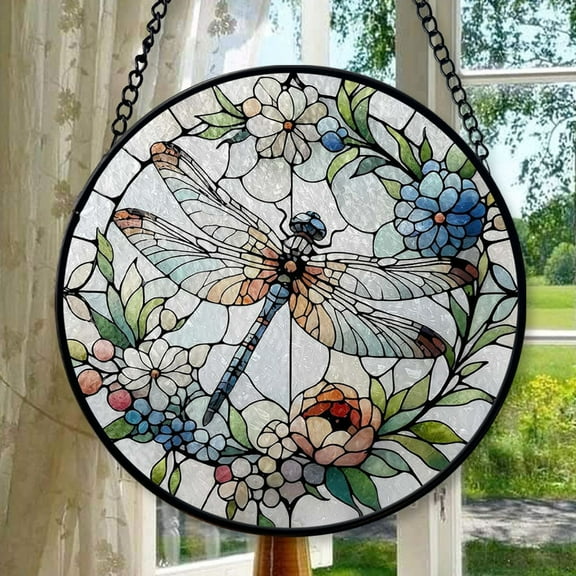 Dragonfly Sun Catcher Stained Glass Window Hanging Sun Catchers Indoor Window Dragonfly Gifts for Women Wall Decor Handmade SunCatcher Decoration for Garden Home Housewarming