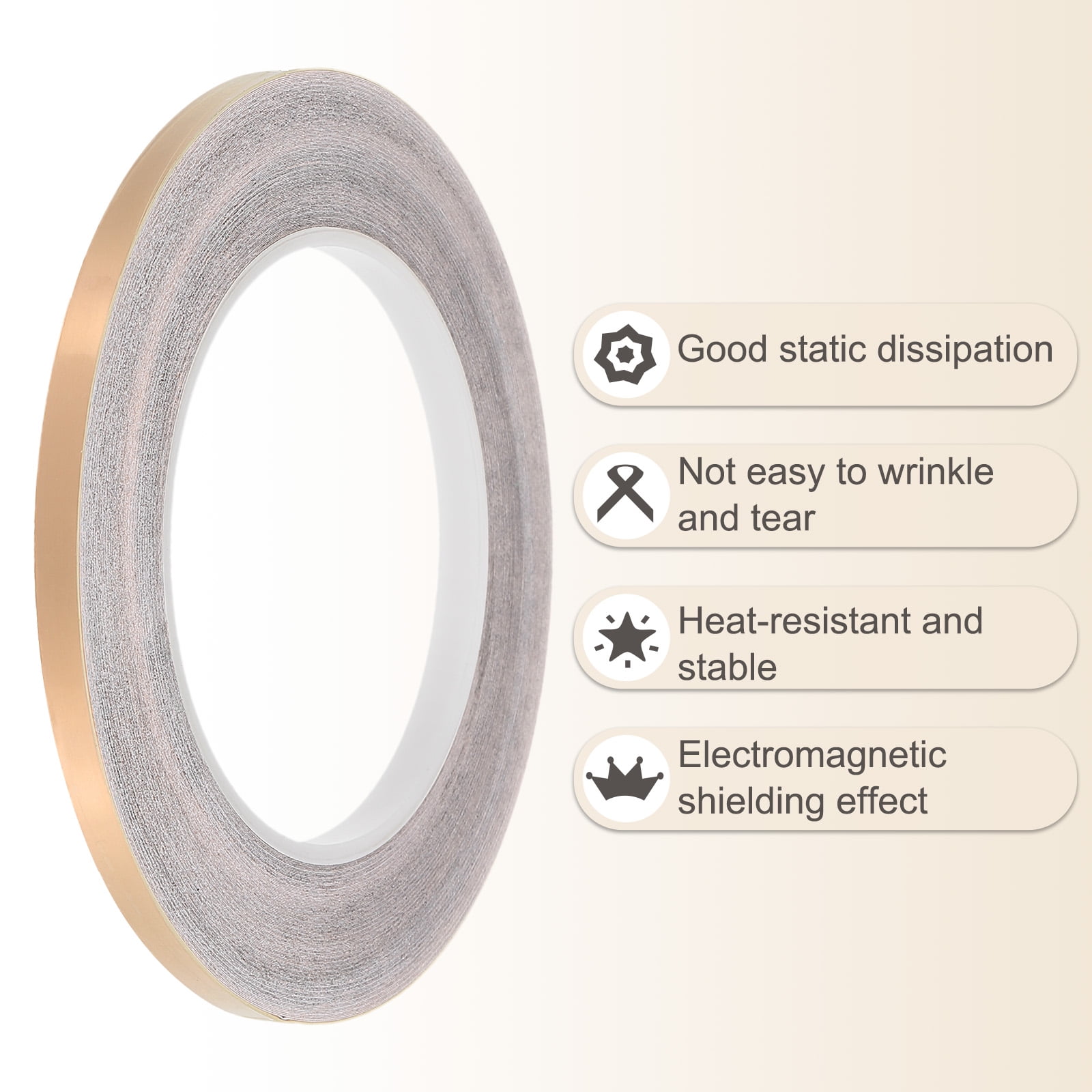 Uxcell 2Roll 36Yard 1/4" Black Back Conductive Copper Foil Tape with Scrapers & Brush