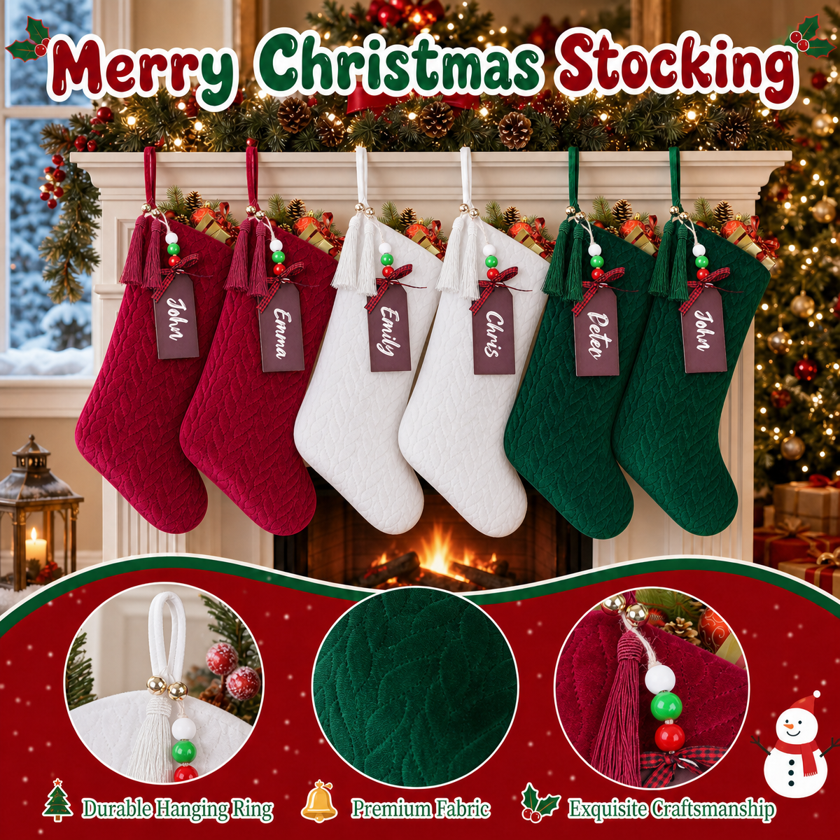 Yexmas 6-Pack 20-Inch Personalized Velvet Christmas Stockings photo 7