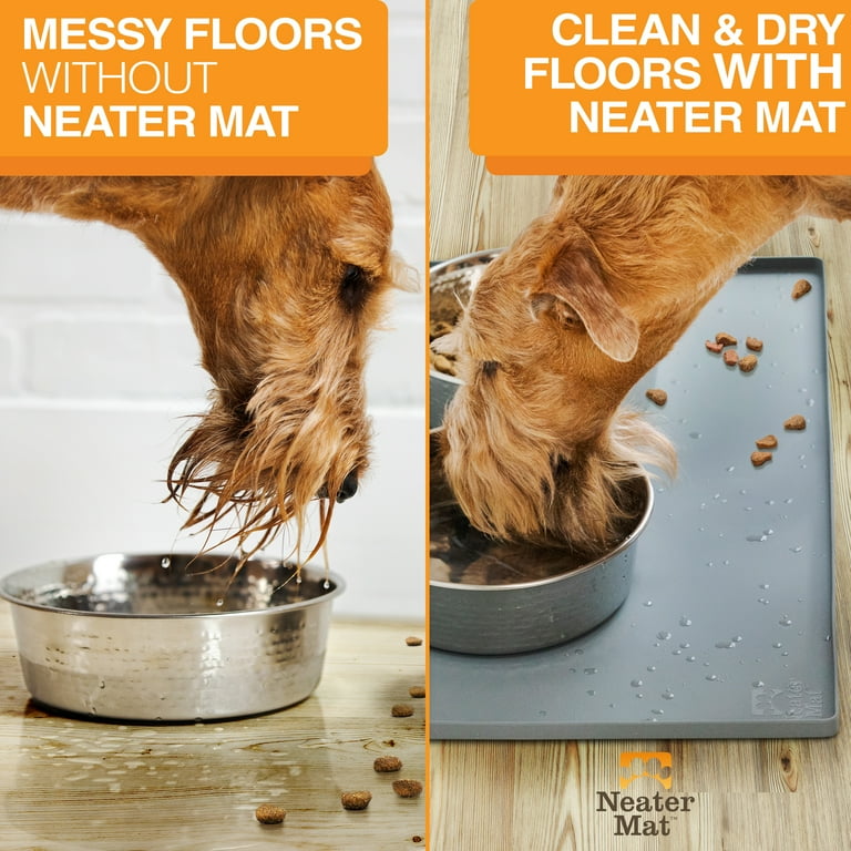 Neater Pet Brands Neater Mat - Waterproof Silicone Pet Bowls Mat - Protect  Floors from Food & Water (Gunmetal, 24 x 16 Silicone)