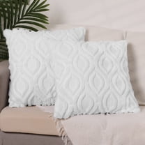 REGALWOVEN Set of 2 Shaggy Plush Throw Pillow Covers Couch Pillow Covers for Home White-2 16" x 16"