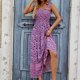 thumbnail image 5 of Moda mujer verano Casual estampado Camis sin mangas vendaje chaleco vestido largo Fridja  hj5147, 5 of 7
